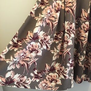 Knee Length Floral A-Line Skirt